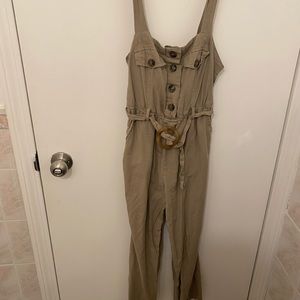 Olive Green Jumpsuit with Buttons and Belt